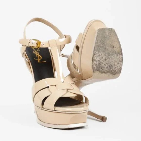 Saint Laurent Nude Patent Leather Tribute 105 Platform Sandal - Picture 4 of 12
